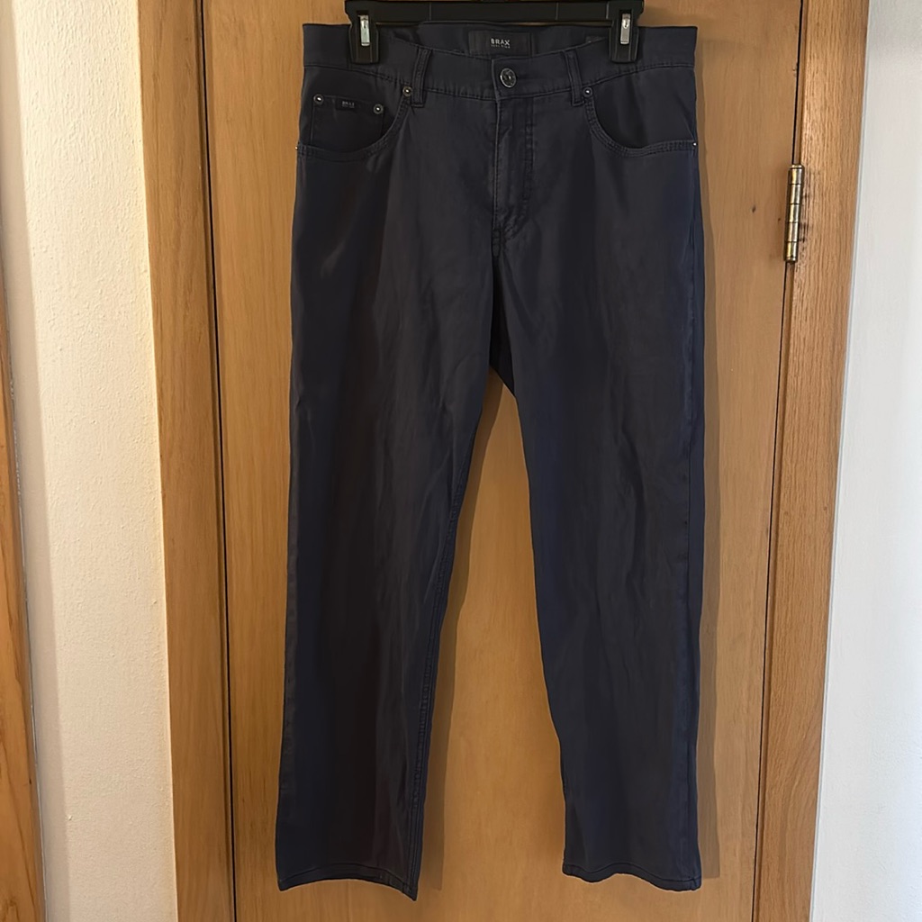 Brax Feel Good Mens Cooper Regular Fit Pants Blue Gray Size 32x29